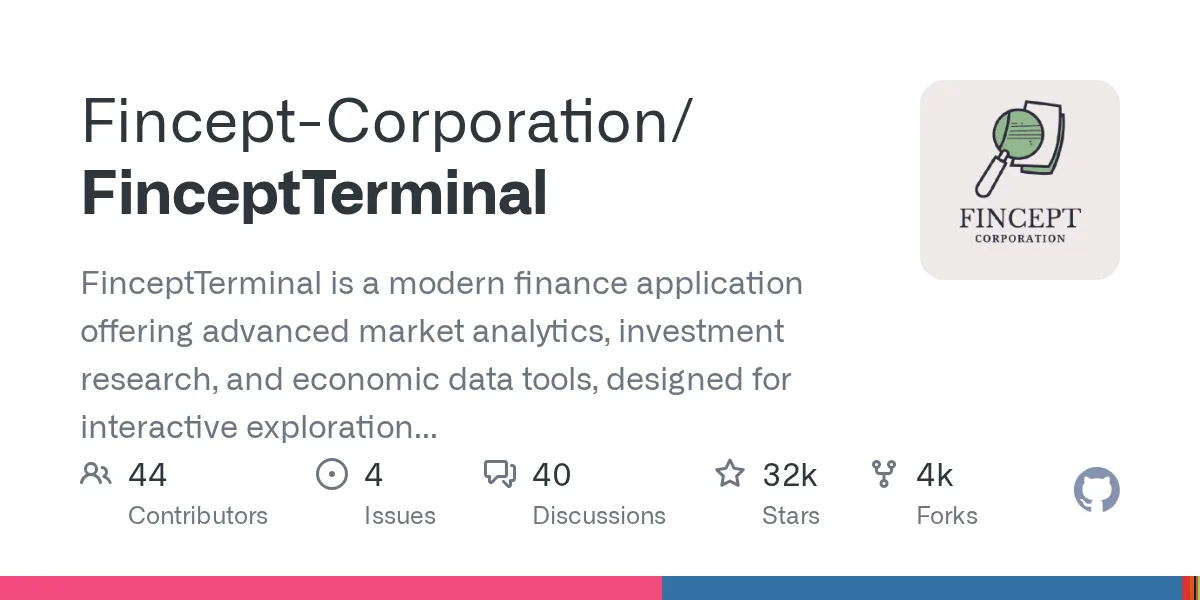 Card for the FinceptTerminal repository on GitHub, with 31 thousand stars