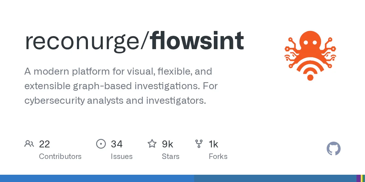 Card for the Flowsint repository on GitHub, with 8 thousand stars