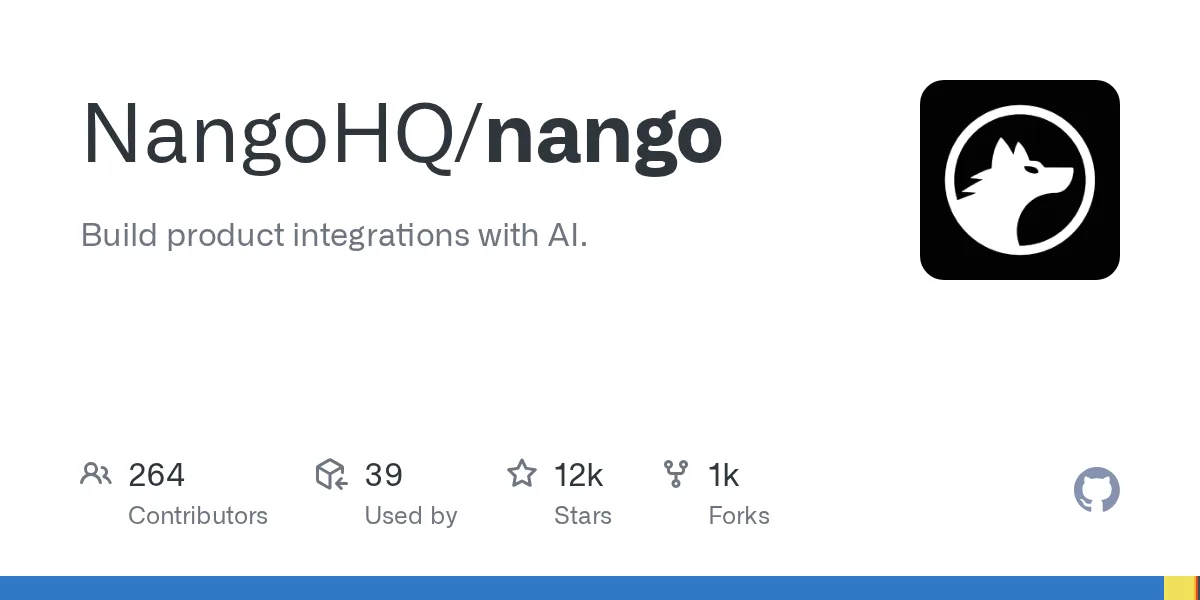 Card for the Nango repository on GitHub, with 12 thousand stars
